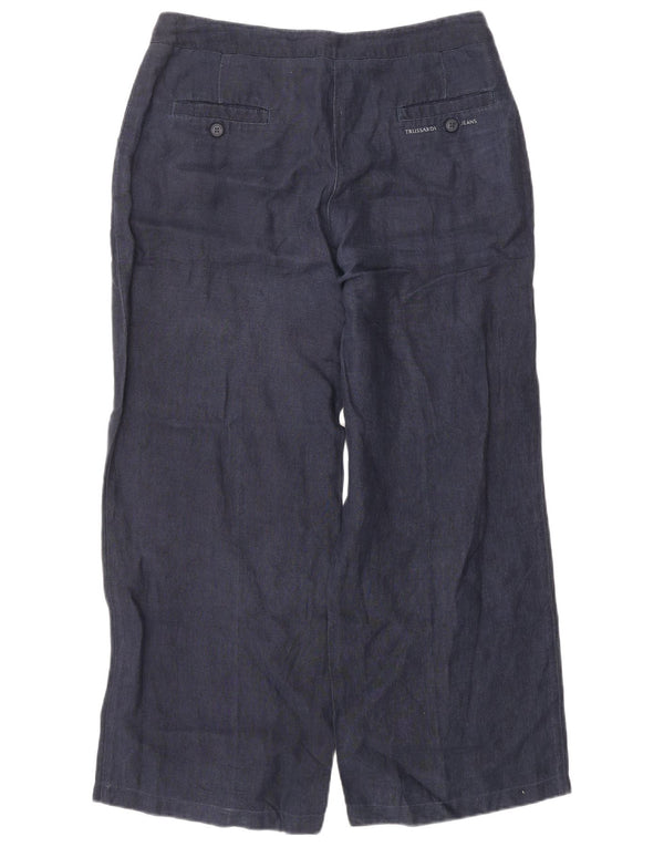 Pantaloni Chino a Gamba Larga da Donna TRUSSARDI IT 44 Medio W30 L28 Blu Navy