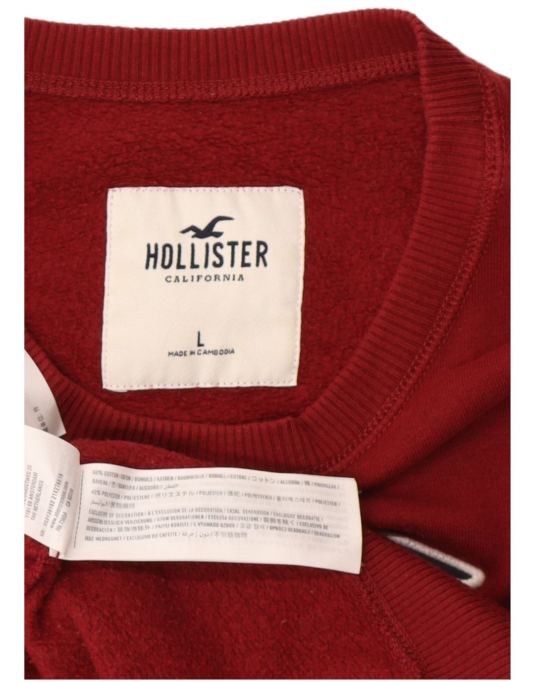 HOLLISTER Felpa grafica da uomo Maglione grande in cotone bordeaux