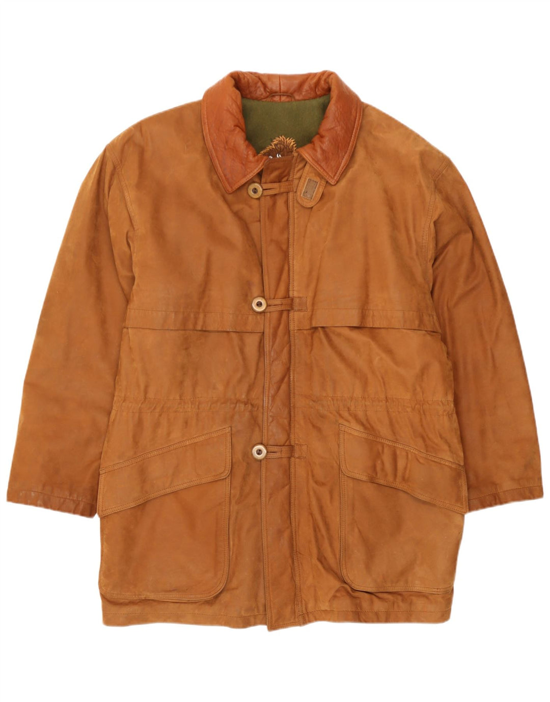 Giacca a vento in pelle da uomo vintage IT 46 piccola in pelle marrone