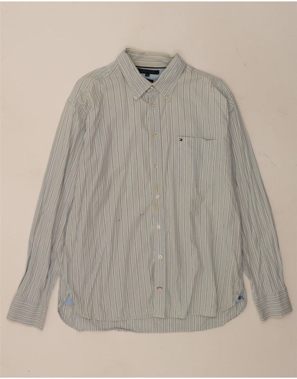 Camicia da uomo Tommy Hilfiger XL in cotone a righe blu