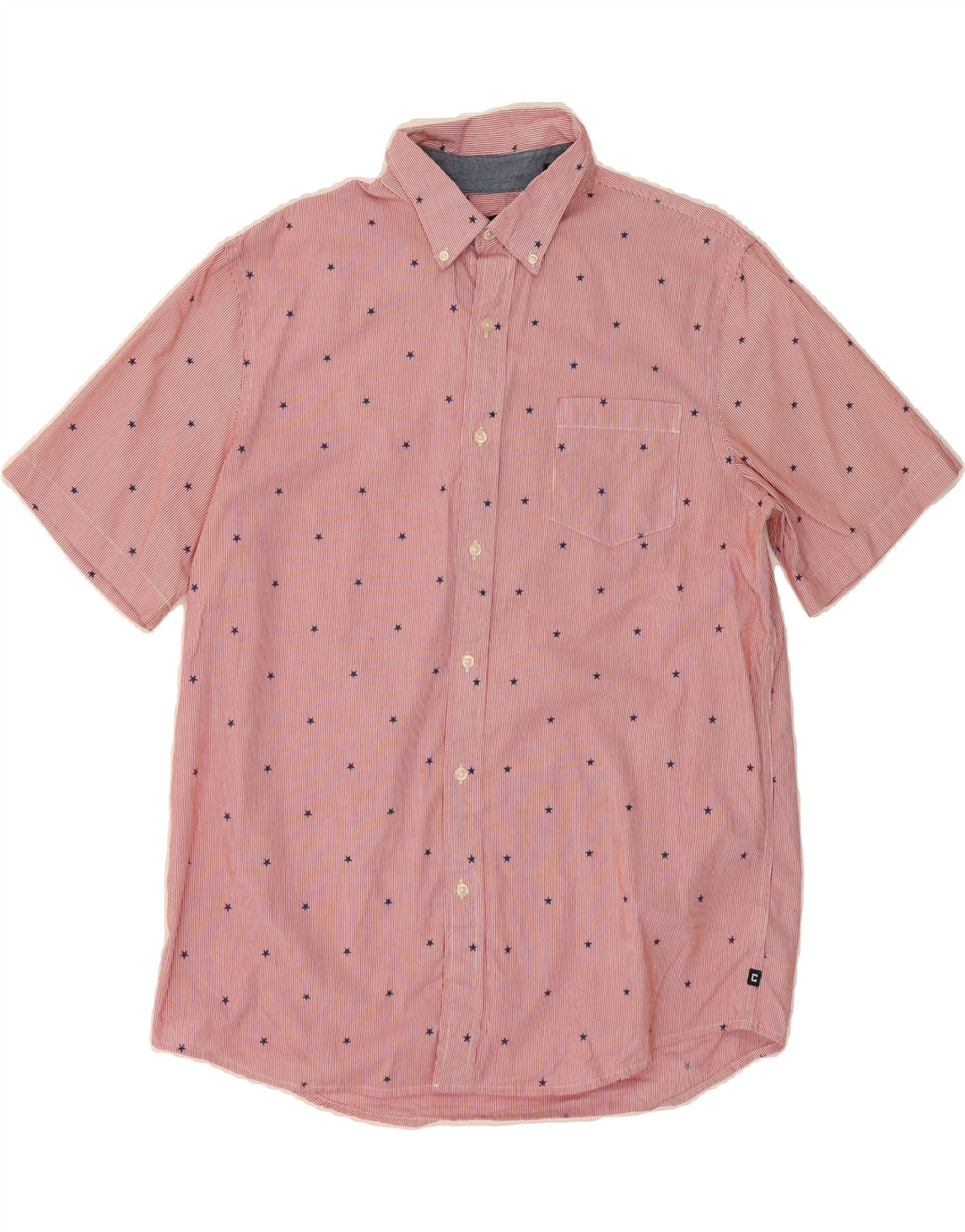 CHAPS Mens Short Sleeve Shirt Large Pink Striped Cotton Vintage Chaps and Second-Hand Chaps from Messina Hembry 