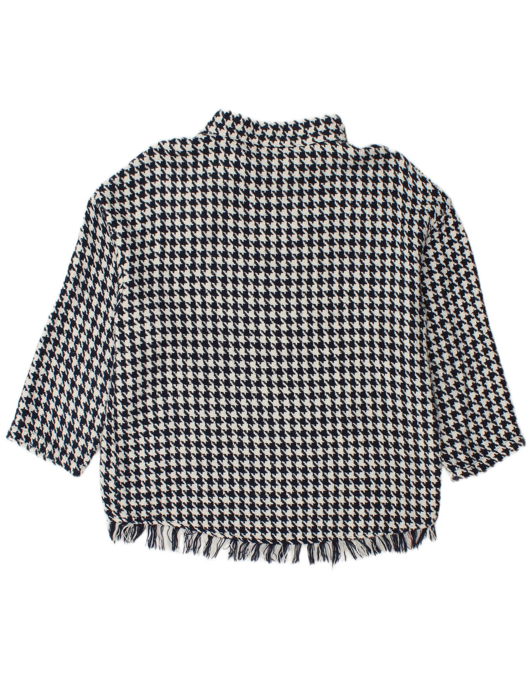 Maglione Zara da donna con collo a bottoni, UK 14, pied de poule medio blu navy
