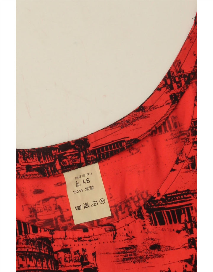 Set da 2 pezzi oversize con grafica vintage da donna IT 46 grande in viscosa rossa