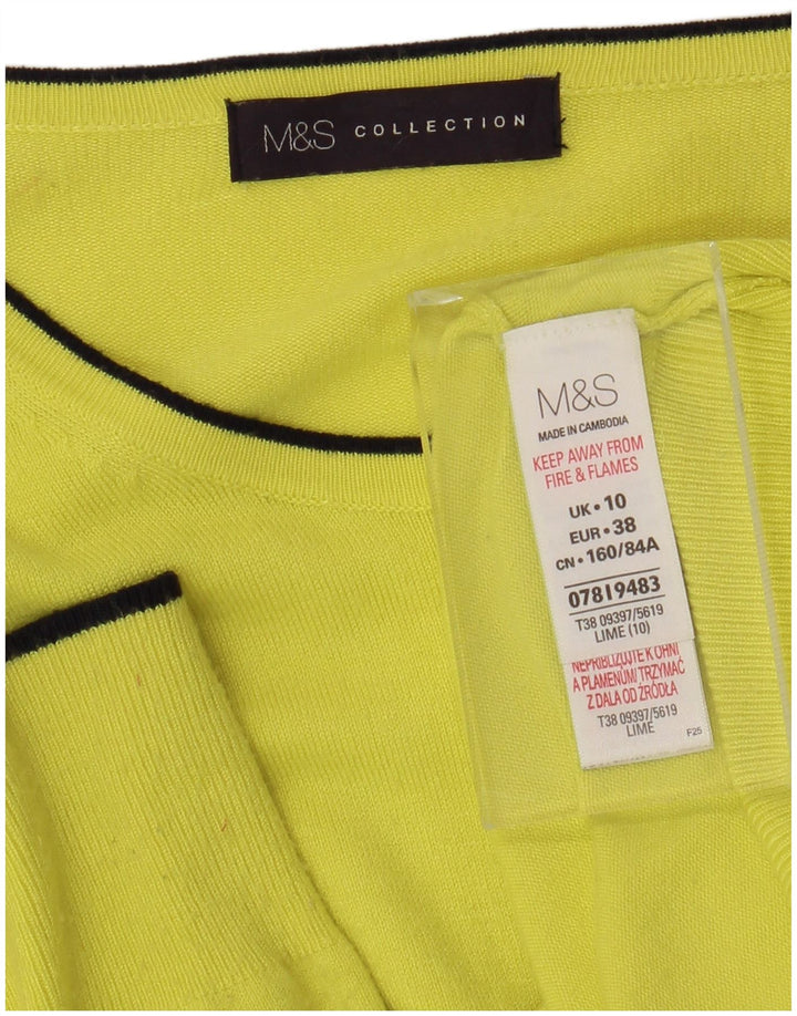 Maglione cardigan da donna Marks & Spencer UK 10 piccolo viscosa gialla