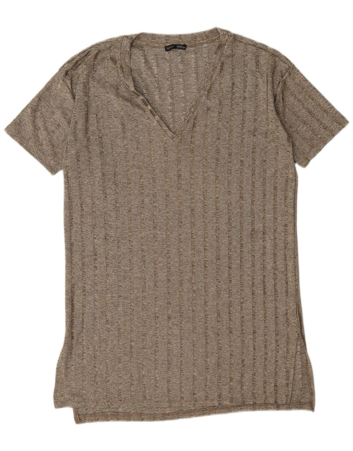 Abito T-shirt oversize da donna Zara UK 14 Grigio medio a righe