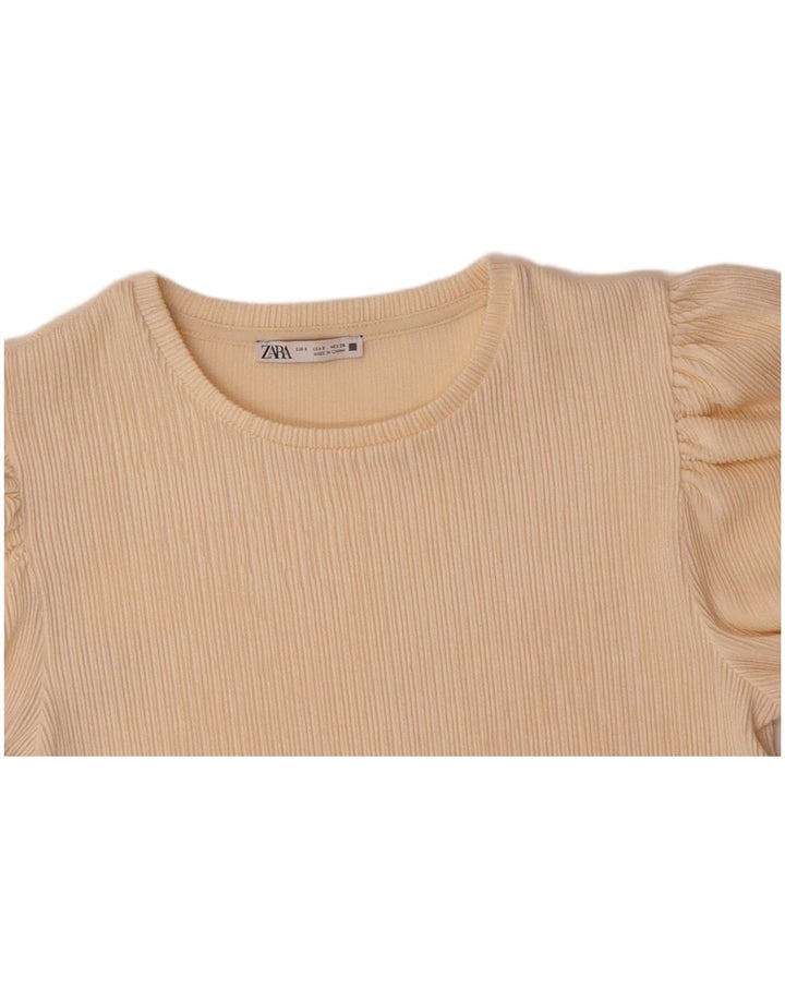 ZARA Womens Long Sleeve Blouse Top UK 10 Small Beige