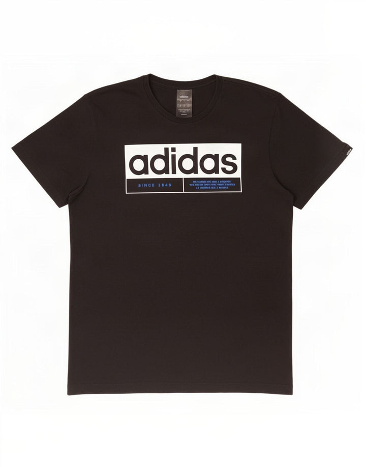 T-shirt grafica Adidas da uomo con tre strisce, cotone medio nero