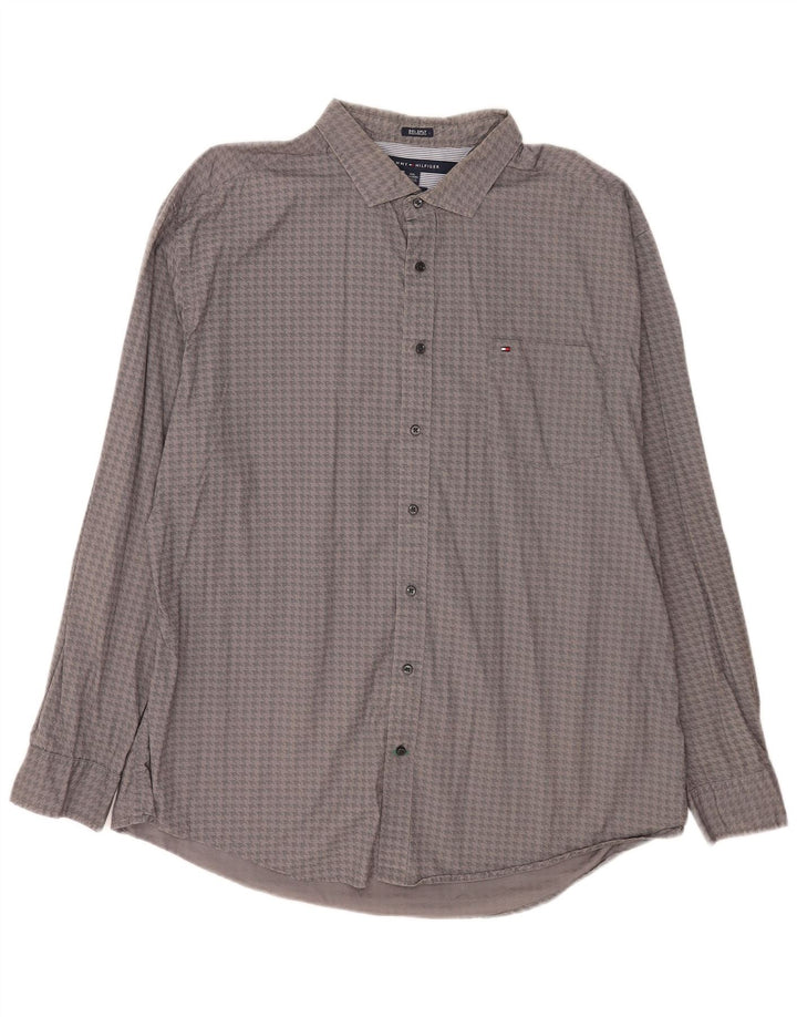 Camicia da uomo su misura Tommy Hilfiger 2XL cotone pied de poule grigio
