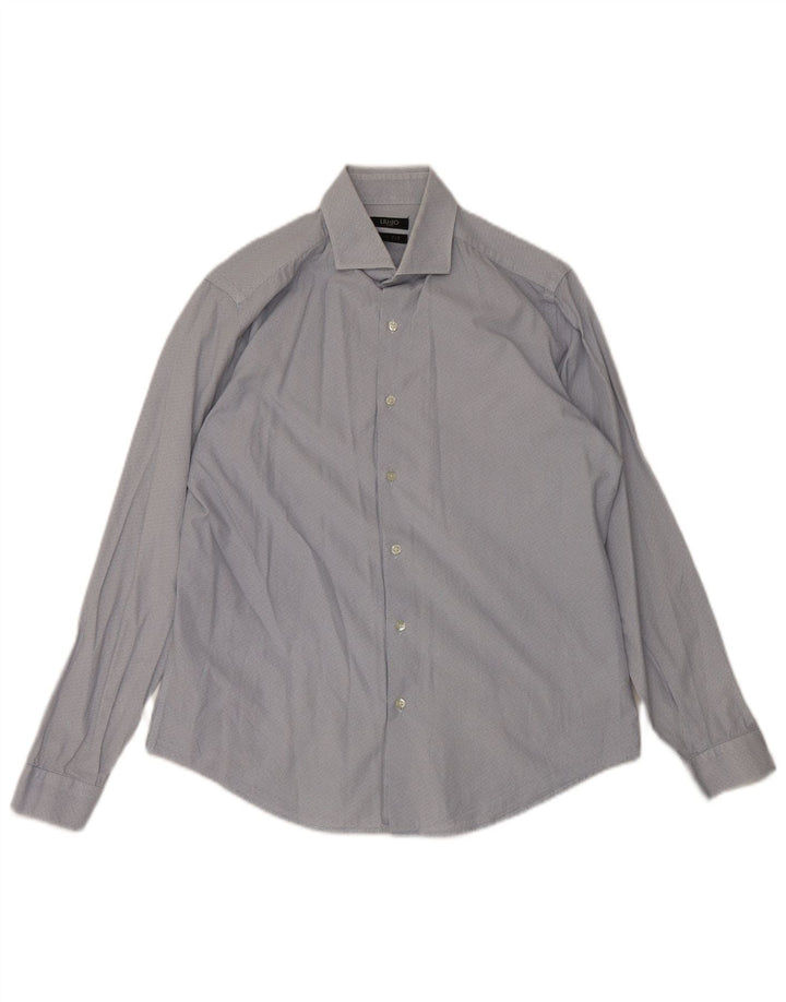 Camicia Liu Jo da uomo slim fit taglia 40 in cotone geometrico blu medio
