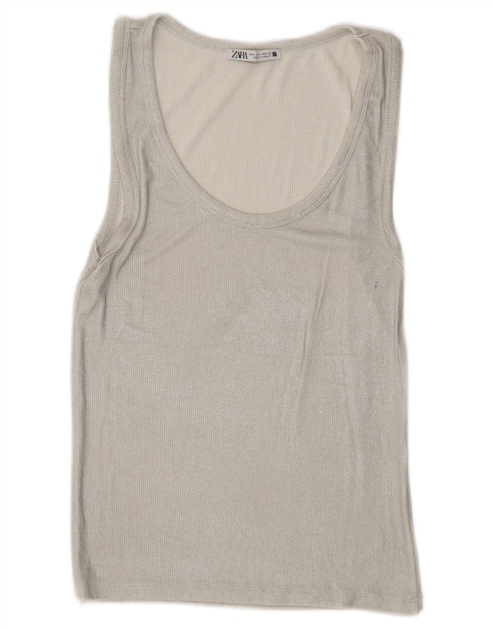 Canotta Zara da donna UK 8 piccola argento