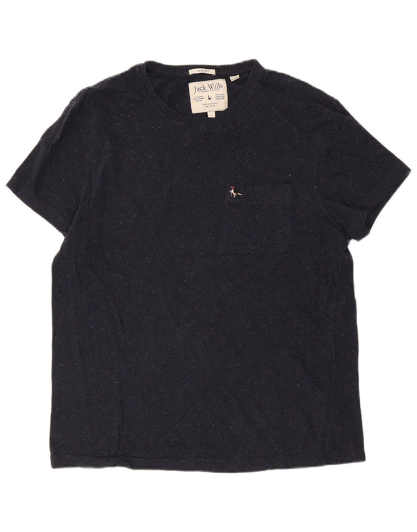 T-shirt da uomo slim fit Jack Wills Top XL cotone screziato blu navy