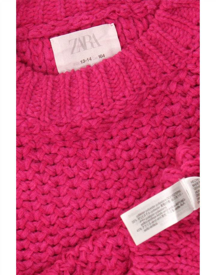 Maglione girocollo per ragazze Zara 13-14 anni in poliestere rosa