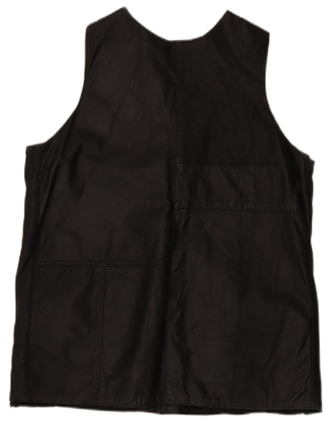 Gilet in pelle da donna vintage UK 14 medio nero