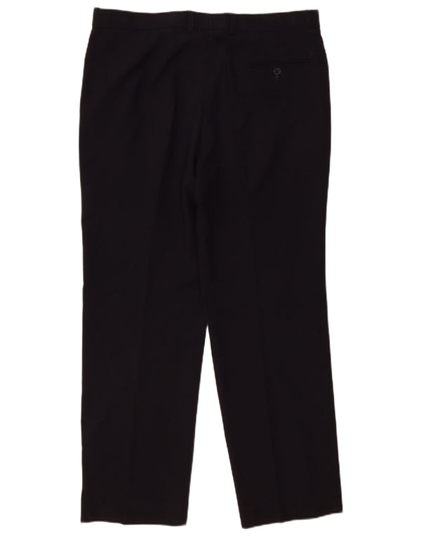 Pantaloni chino dritti da uomo Marks & Spencer W36 L31 poliestere blu navy