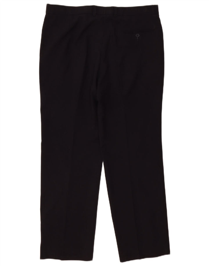 Pantaloni chino dritti da uomo Marks & Spencer W36 L31 poliestere blu navy