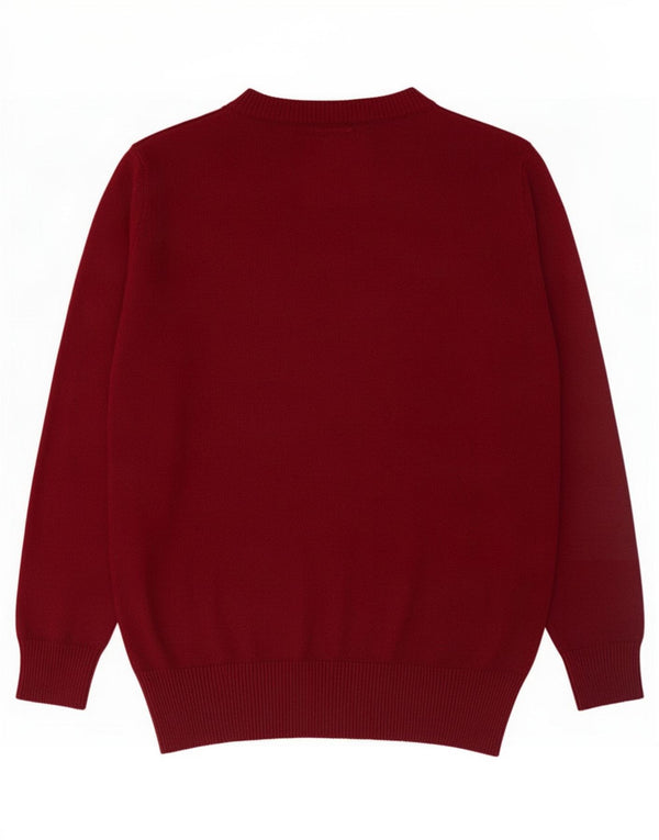 Maglione da uomo con scollo a V muscoloso Abercrombie & Fitch in cotone bordeaux di grandi dimensioni