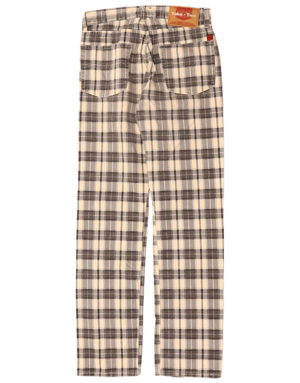 Prendi due pantaloni casual dritti da uomo W31 L32 in cotone a quadri beige