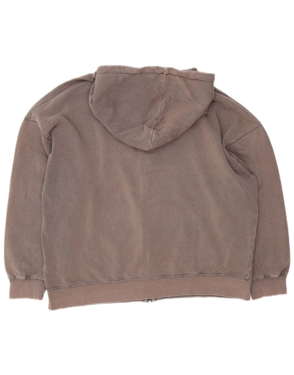 Maglione con cappuccio e zip oversize da donna Pull & Bear UK 14 Cotone grigio medio