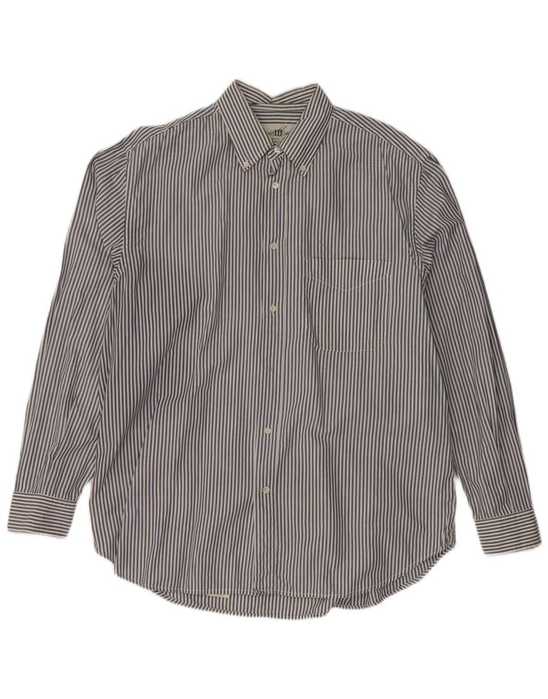 HENRY COTTONS Camicia da uomo taglia 43 XL Cotone gessato blu navy