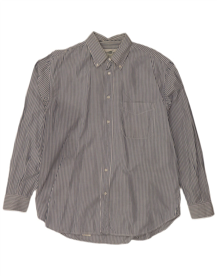 HENRY COTTONS Camicia da uomo taglia 43 XL Cotone gessato blu navy