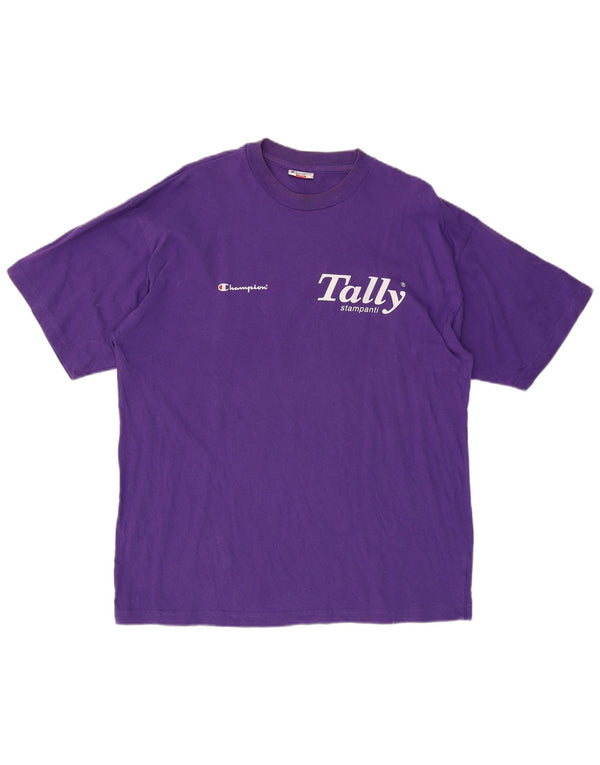 T-shirt grafica da donna CHAMPION Top UK 16 grande cotone viola