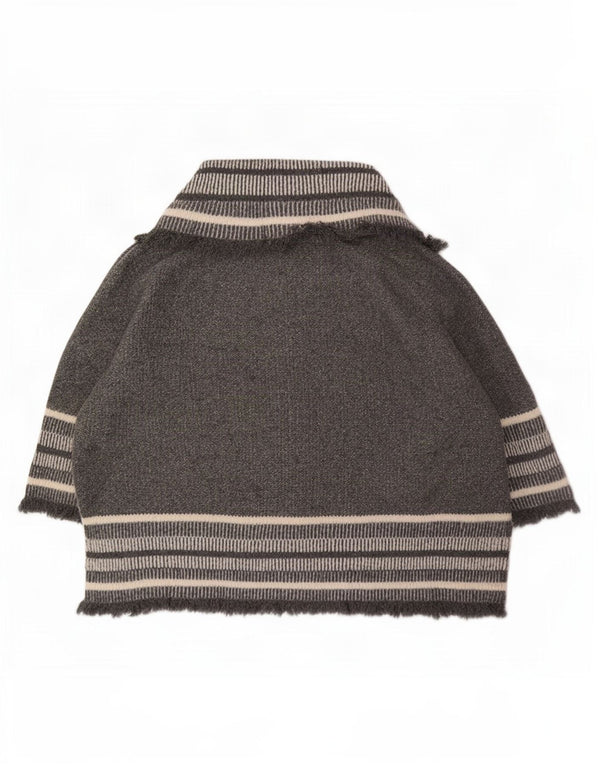 Maglione cardigan oversize con maniche a 3/4 da donna Zara UK 14 Grigio medio a righe