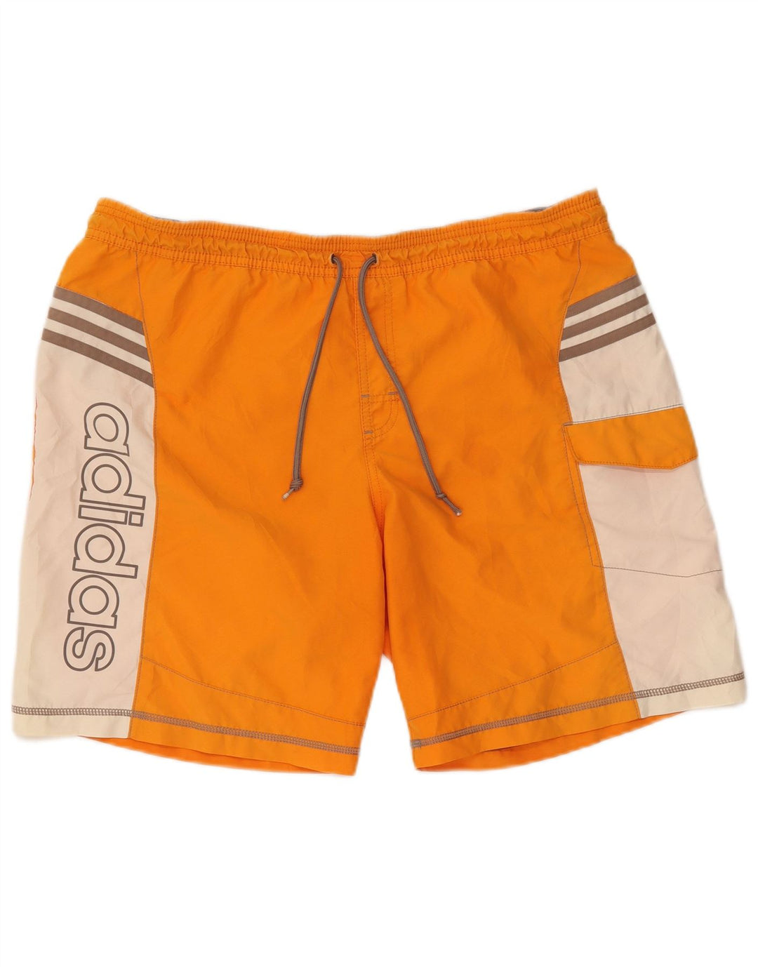 Pantaloncini sportivi grafici da uomo ADIDAS grandi in poliestere color block arancione