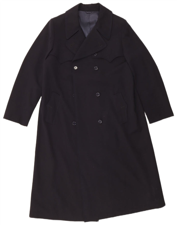 Trench doppiopetto vintage da donna UK 14 blu navy medio
