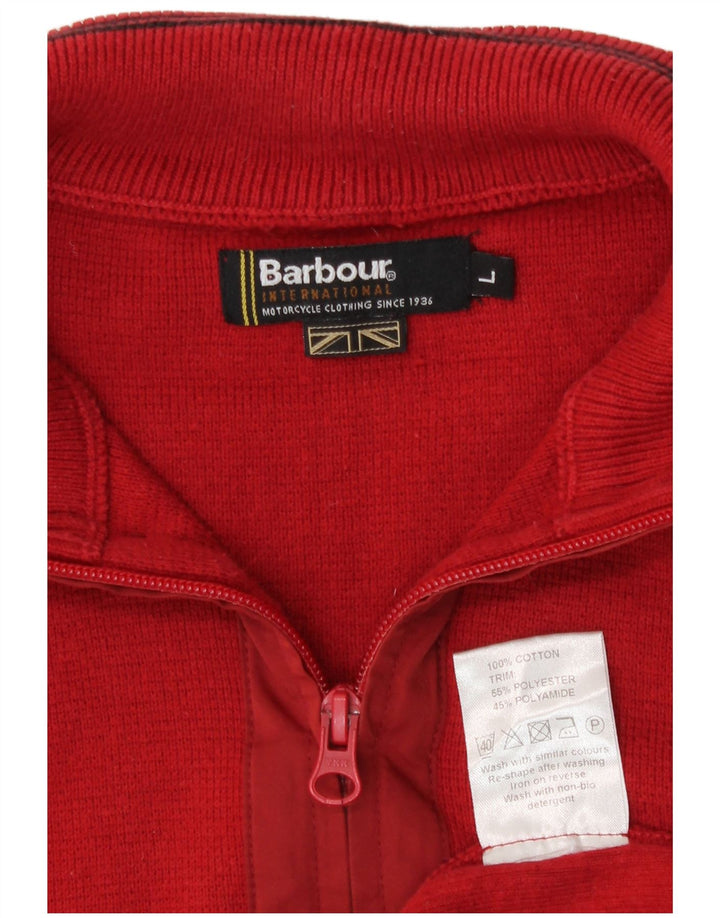 Barbour Uomo Maglione con zip Collo Maglione grande in cotone bordeaux