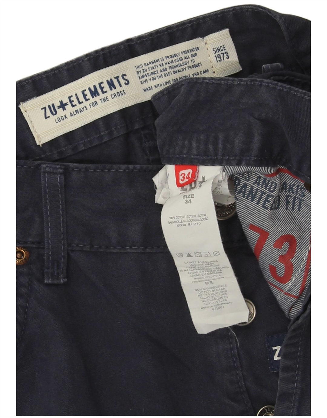 Pantaloni casual dritti da donna Zu Elements W34 L28 cotone blu navy