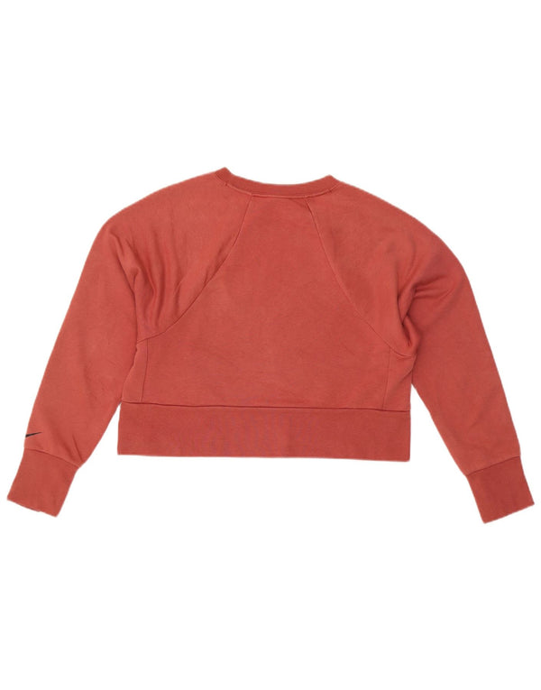 NIKE Felpa con grafica oversize Dri Fit da donna UK 6 XS Cotone rosso