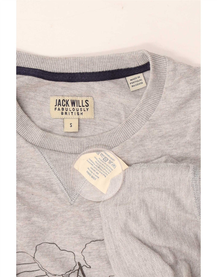 Felpa grafica da uomo Jack Wills Maglione piccolo cotone grigio