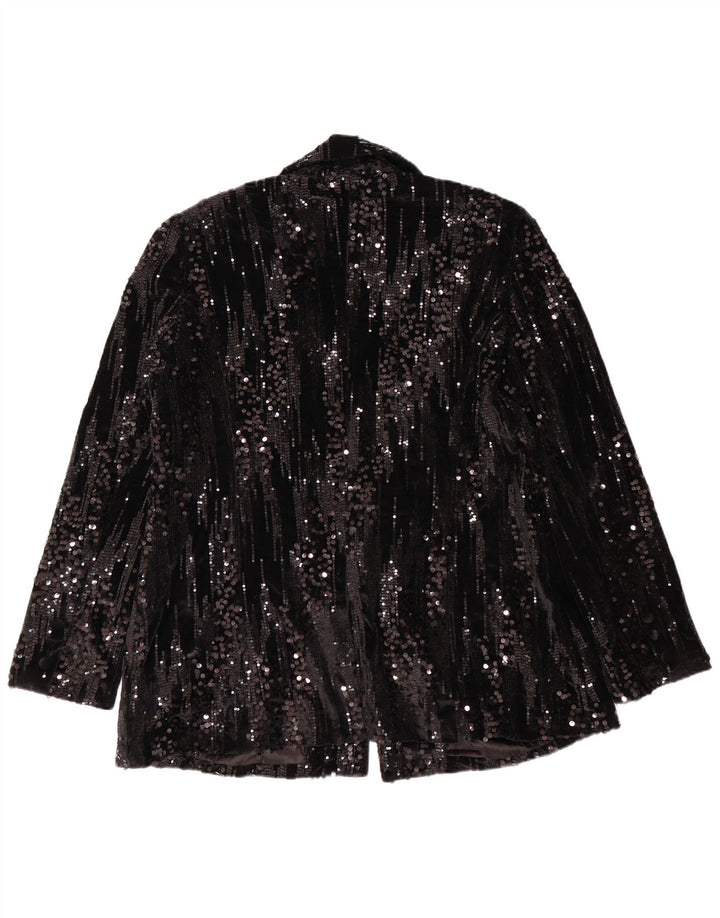 Giacca blazer con paillettes a 1 bottone da donna WALLIS UK 20 2XL poliestere nero