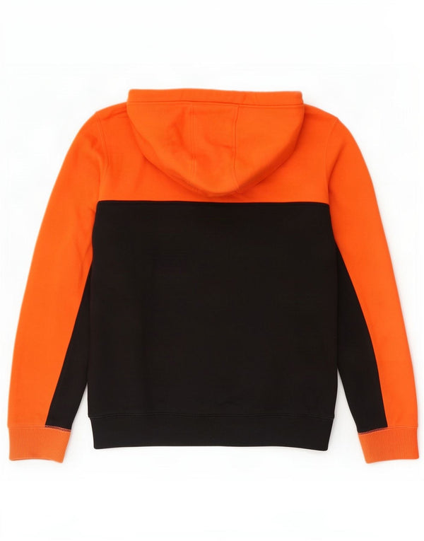 Napapijri Mens Graphic Hoodie Jumper Medium Orange Colourblock Cotton