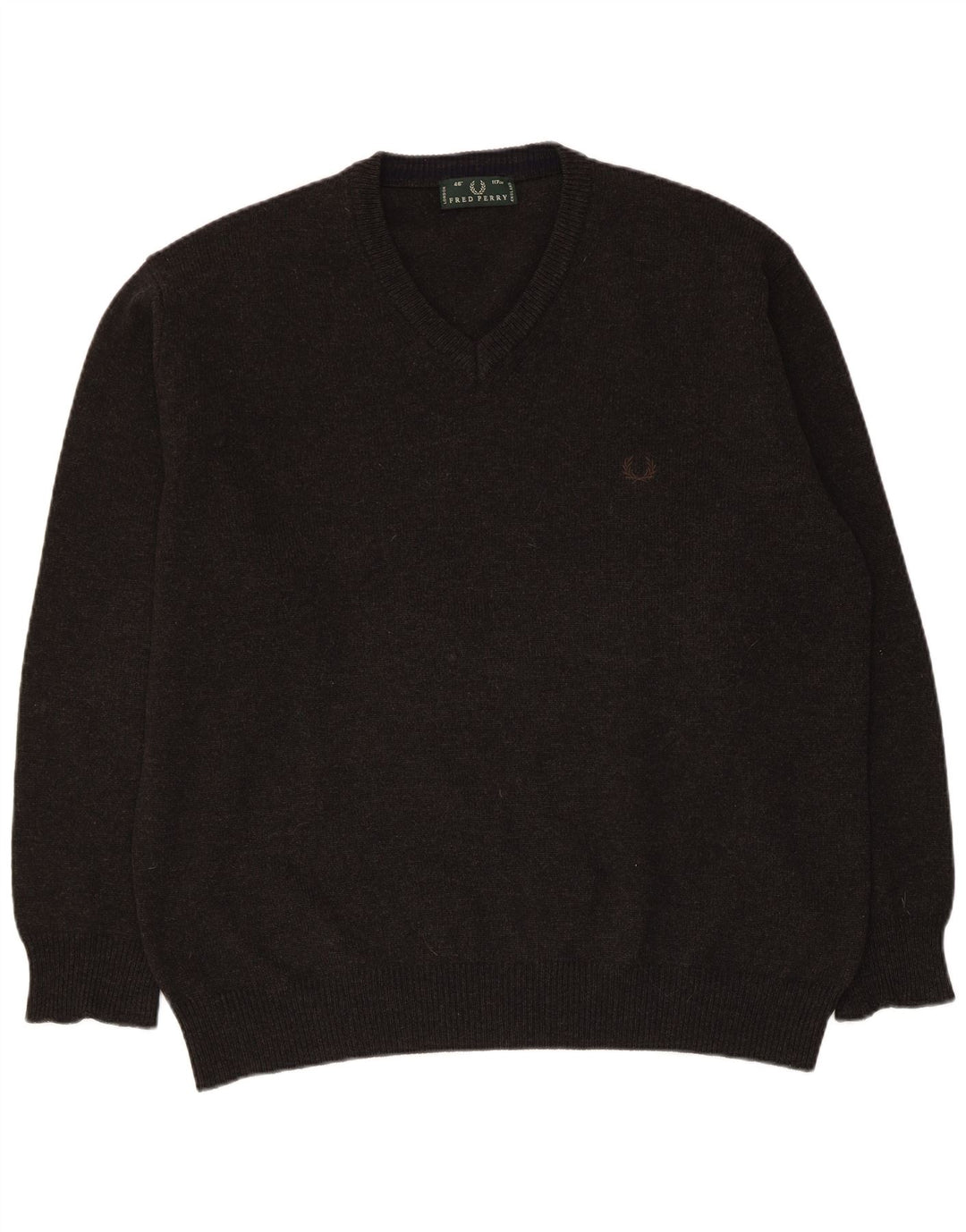 Maglione da uomo con scollo a V Fred Perry, grande, in lana grigia