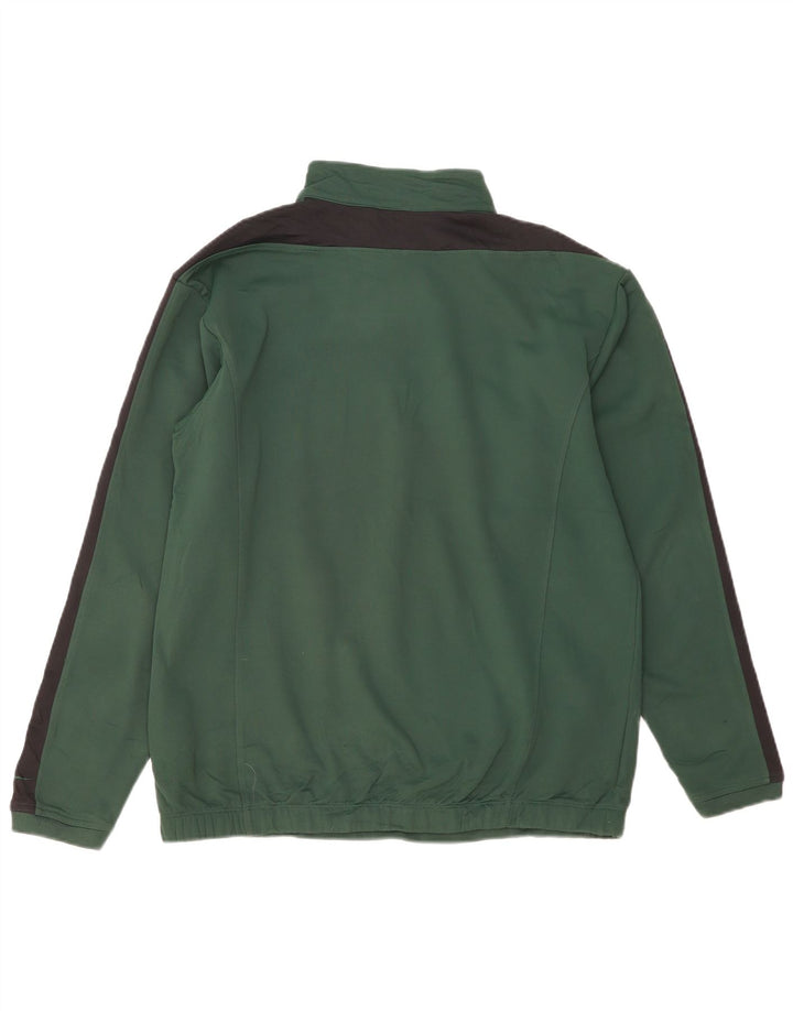 NIKE Felpa da uomo con collo con zip, maglione grande, poliestere color block verde