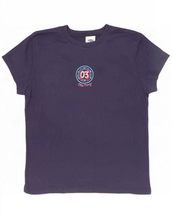 Old Navy Womens Graphic T-Shirt Top UK 14 Large Blue Cotton