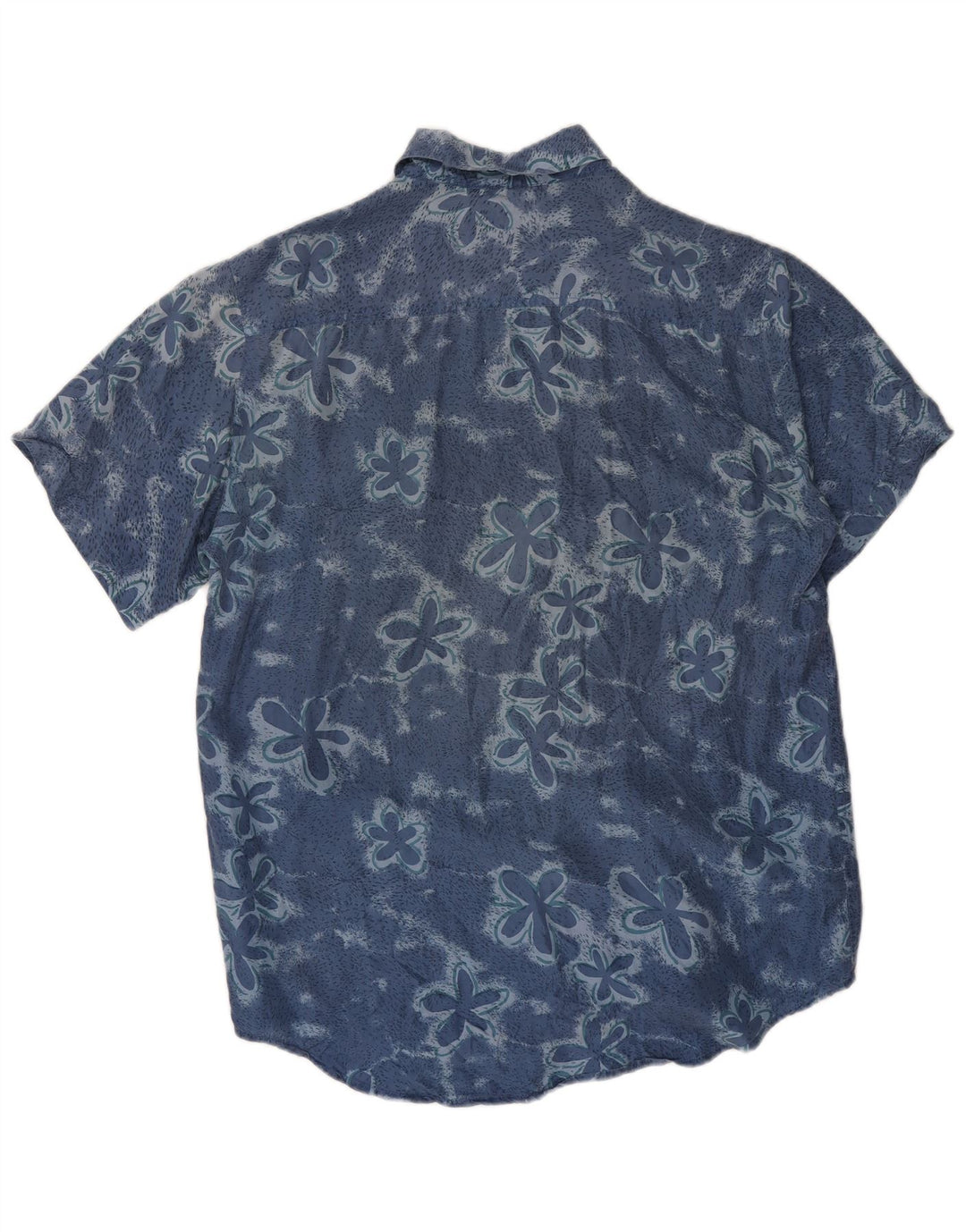 Camicia a maniche corte da uomo James Dillon piccola seta floreale blu