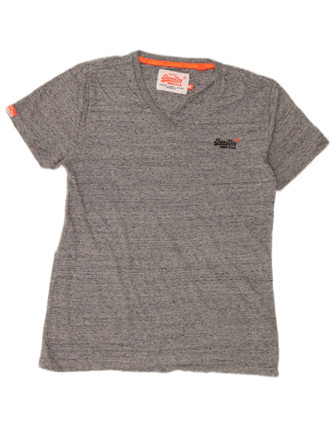 T-shirt da uomo SUPERDRY Top in cotone chiazzato grigio medio