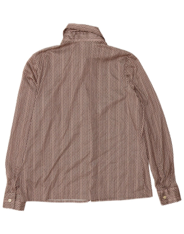 Vintage Womens Shirt Blouse UK 16 Large Brown Chevron