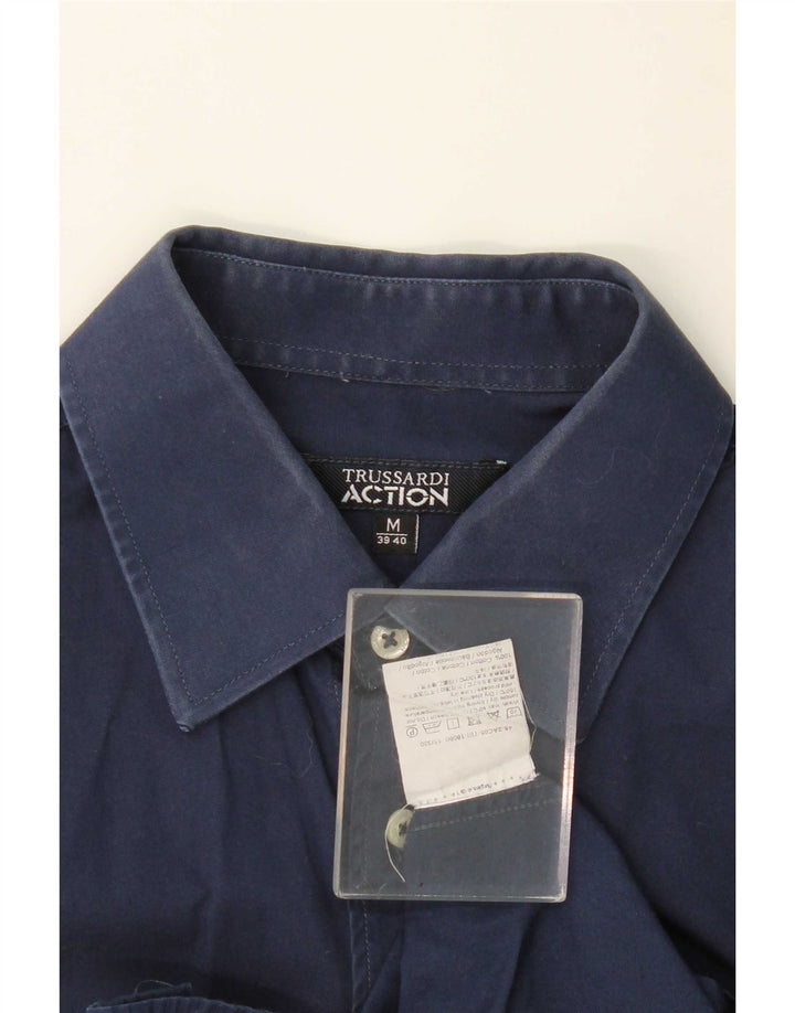 Camicia Trussardi Uomo Taglia 39/40 Media Cotone Blu Navy
