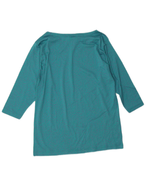 Top da donna vintage manica 3/4 UK 14 blu medio floreale