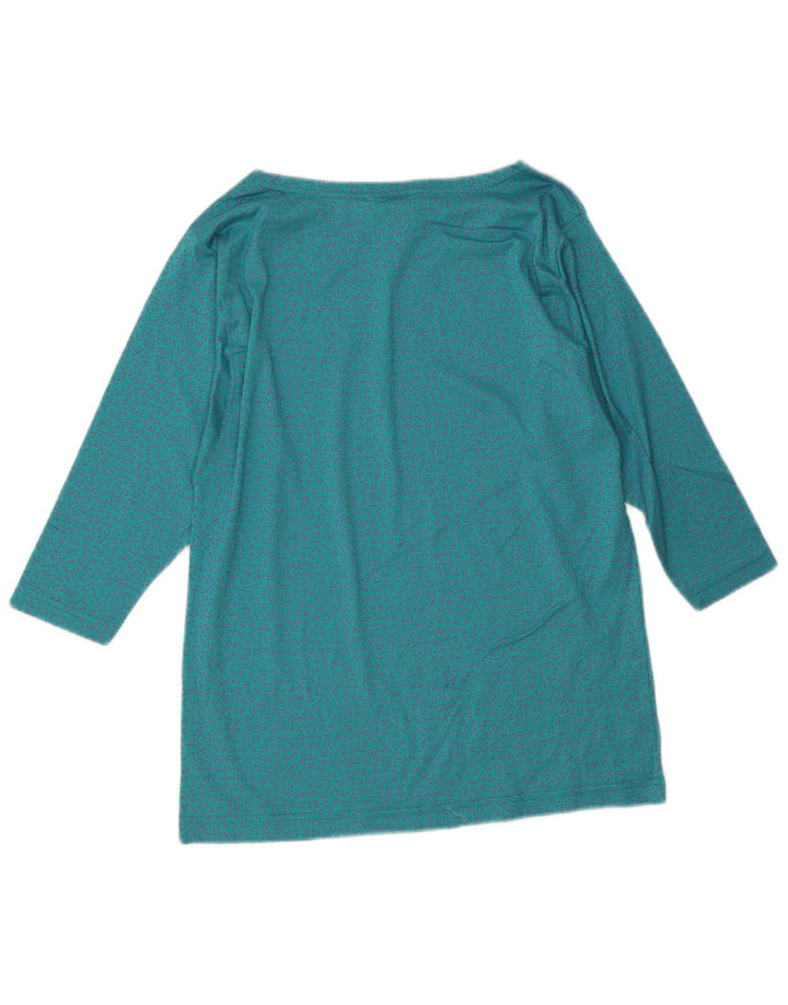 Top da donna vintage manica 3/4 UK 14 blu medio floreale