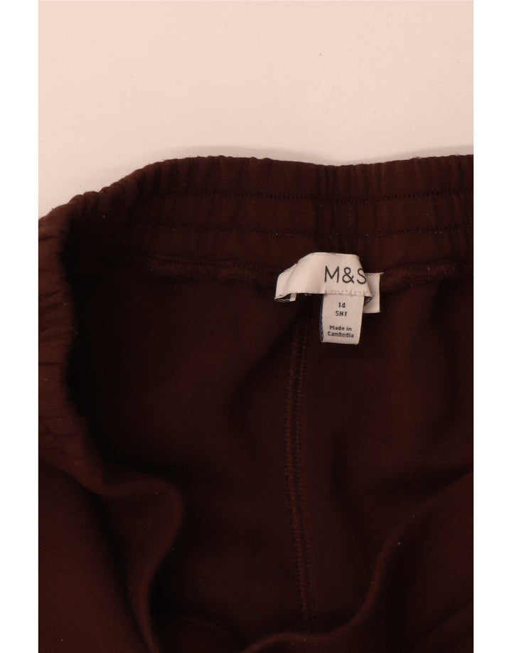 Pantaloni da tuta corti Marks & Spencer da donna UK 14 Large Marrone Poliestere