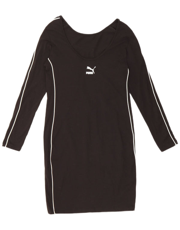 Abito t-shirt a maniche lunghe con grafica da donna Puma UK 10 piccolo cotone nero