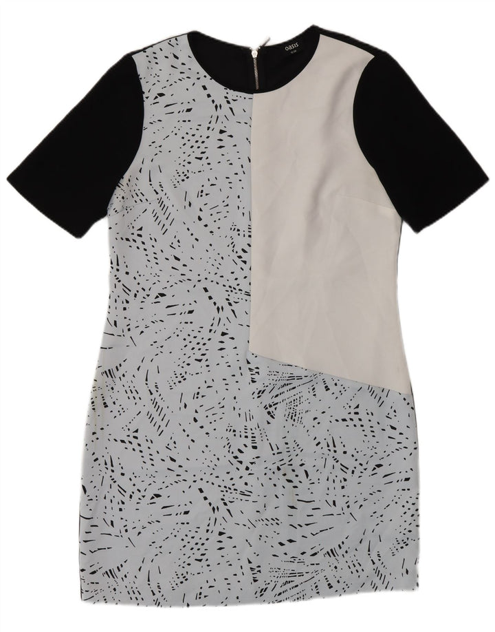 Abito tubino da donna con motivo astratto Oasis UK 12 Colorblock blu medio