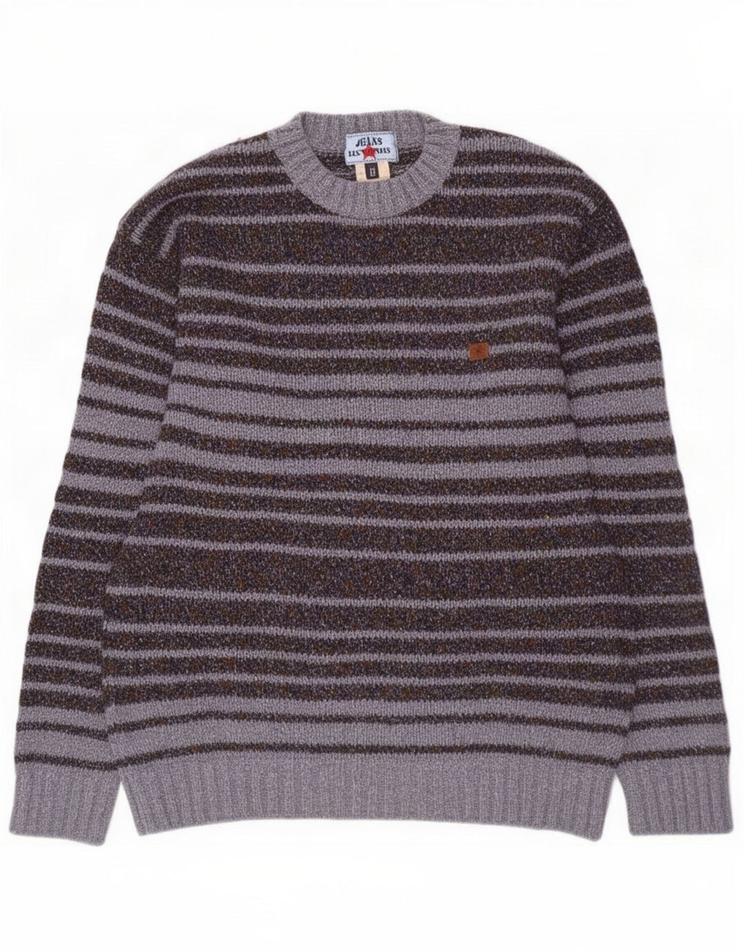 Maglione maglione girocollo da uomo Les Copains IT 50 Lana a righe grigio medio