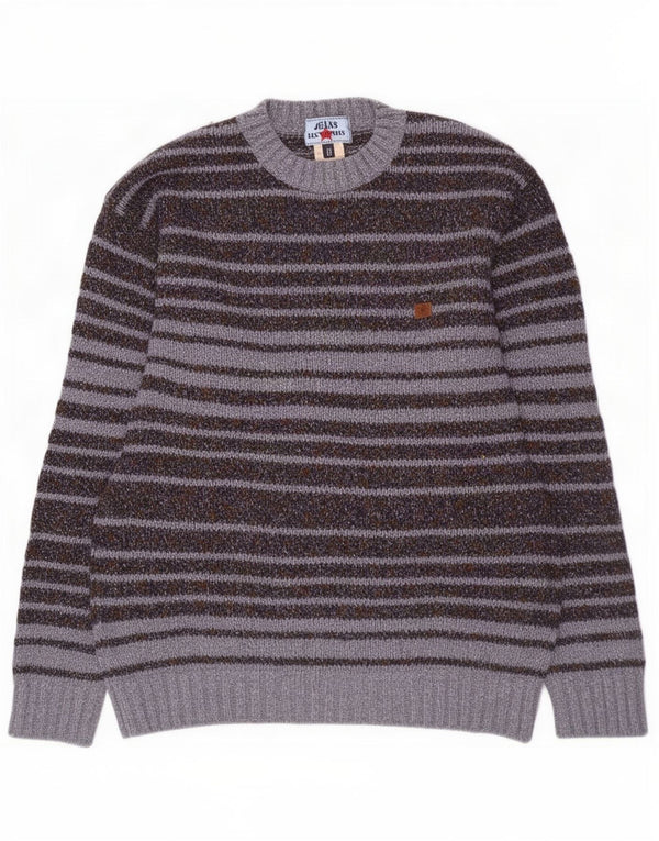 Maglione maglione girocollo da uomo Les Copains IT 50 Lana a righe grigio medio