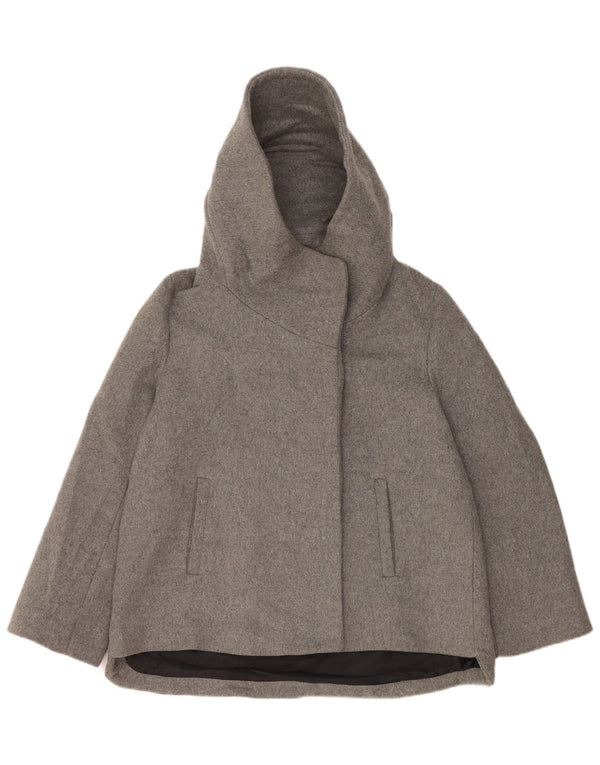 Giacca a vento con cappuccio da donna Zara UK 14 grande acrilico grigio