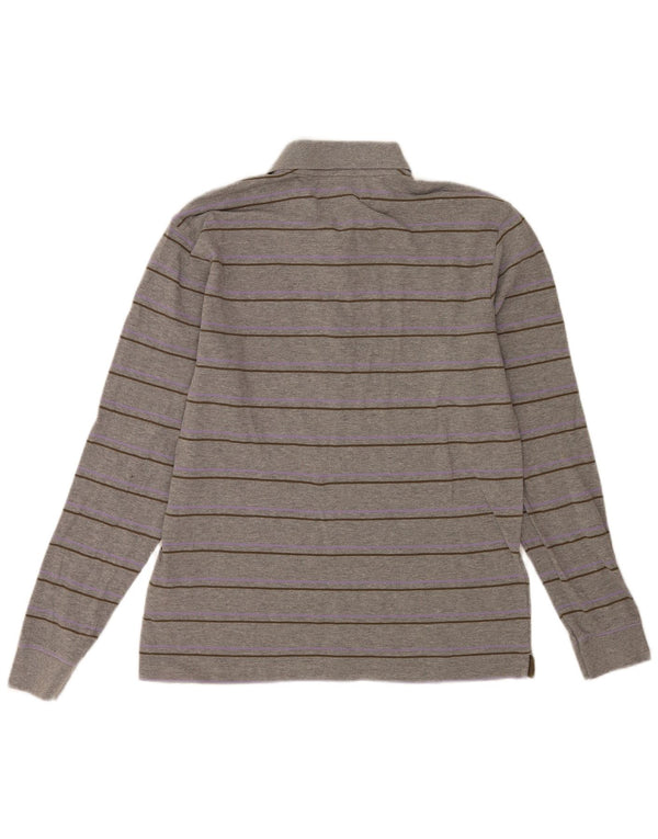 Polo Kappa Uomo Manica Lunga XL Cotone Rigato Grigio